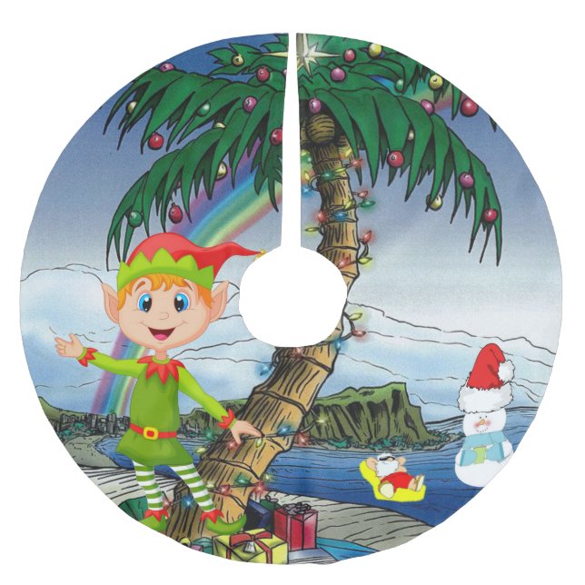 Weihnachtsbaum Rock Beach Bum Santa Polyester Weihnachtsbaumdecke (Vorderseite)