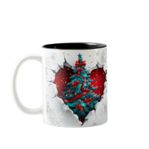 Weihnachtsbaum, rot/Aquamarin - weißer Griff