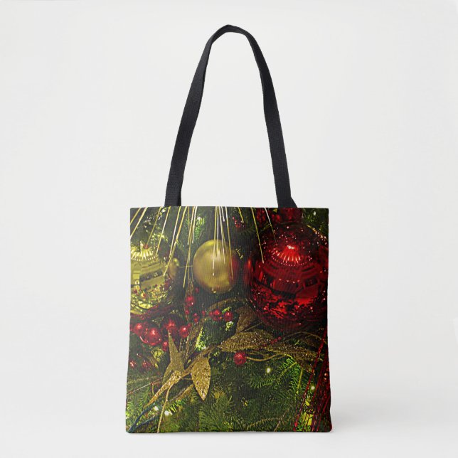 Weihnachtsbaum Rot & Gold Ornamente überall in der Tasche (Vorderseite)