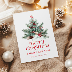 Weihnachtsbaum Rot Retro-Typografie Einladung