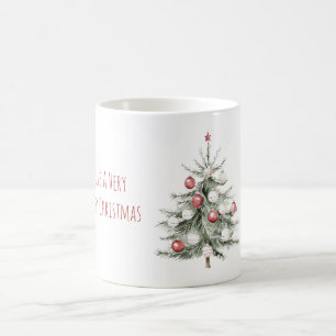 Weihnachtsbaum Rot Weiße Ornamente Kaffeetasse