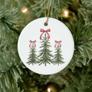 Weihnachtsbaum roter Bogen Retro Frohe Weihnachten Keramik Ornament