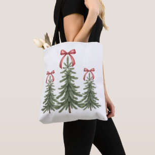Weihnachtsbaum roter Bogen Retro Frohe Weihnachten Tasche