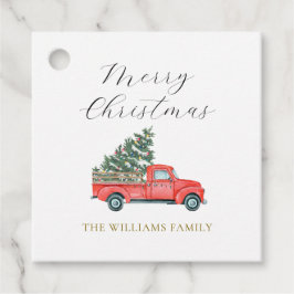 Weihnachtsbaum & Roter LKW Niedlich Merry X'mas Geschenkanhänger