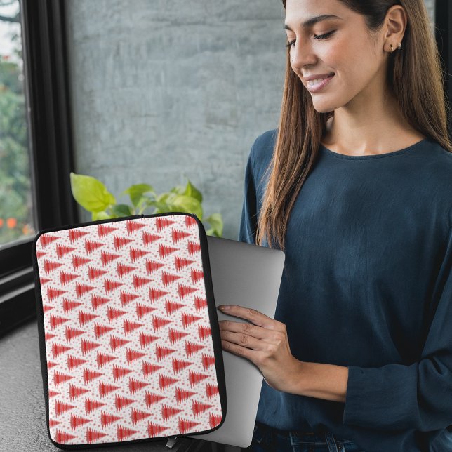 Weihnachtsbaum rotes Musterdesign Laptopschutzhülle (Von Creator hochgeladen)