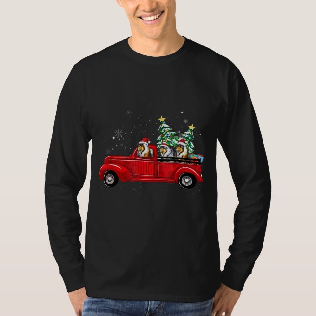 Weihnachtsbaum Rough Collie Dog Driving Xmas Truck T-Shirt (Vorderseite)