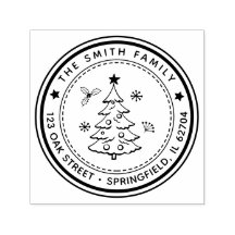 Weihnachtsbaum-Rücksende-Adresse-Stempel