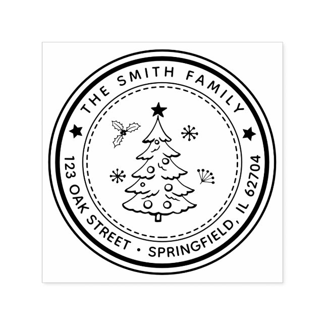 Weihnachtsbaum-Rücksende-Adresse-Stempel Permastempel (Design)