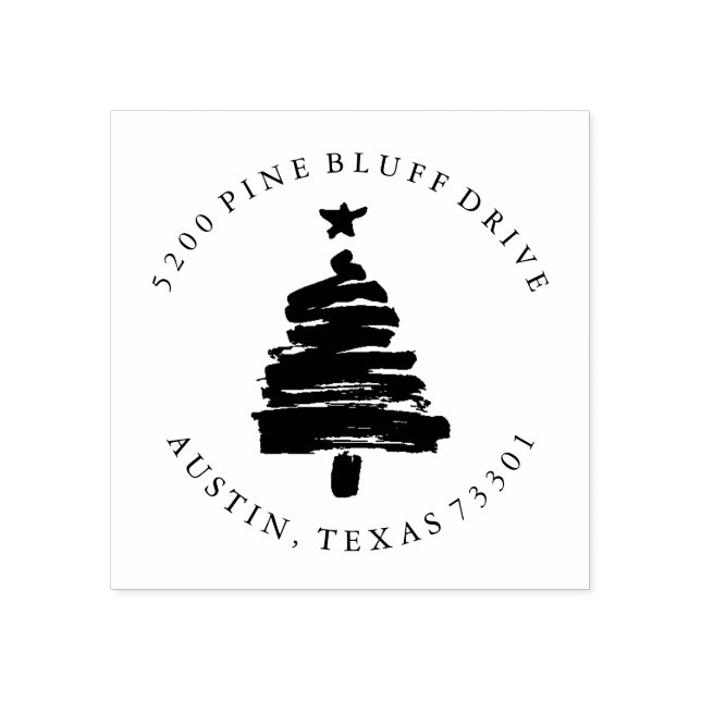 Weihnachtsbaum | RÜCKSENDEADRESSE BRIEFMARKE Gummistempel (Prägung)