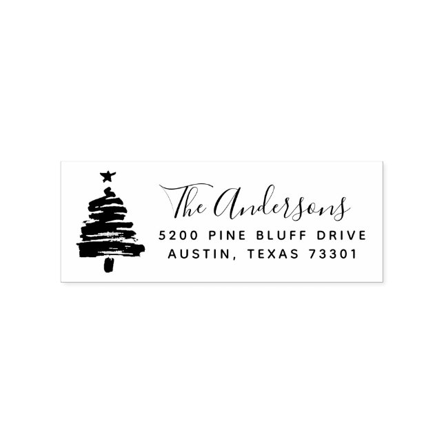Weihnachtsbaum | RÜCKSENDEADRESSE BRIEFMARKE Gummistempel (Prägung)