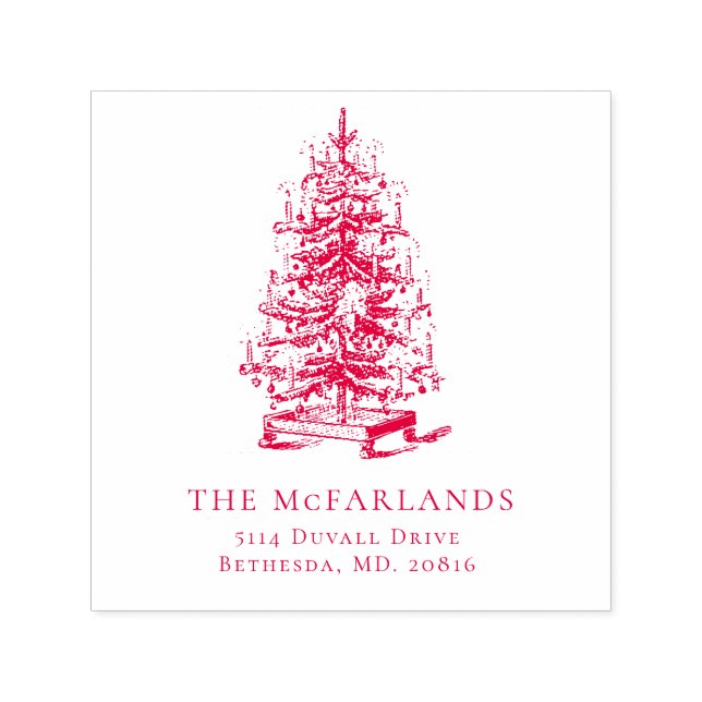 Weihnachtsbaum-Rücksendeadresse Briefmarke Permastempel (Design)