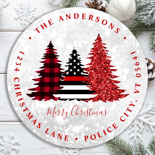 Weihnachtsbaum-Rücksendeadresse des Feuerwehrmanns Runder Aufkleber (Von Creator hochgeladen)