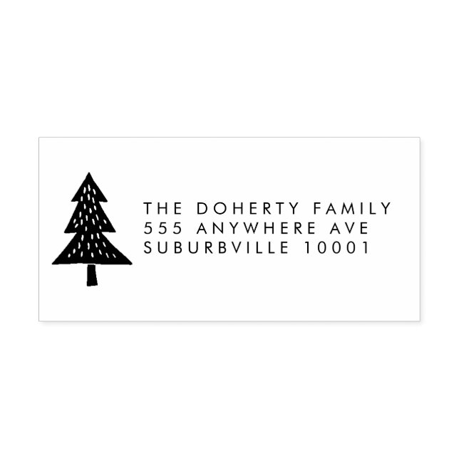 Weihnachtsbaum Rücksendeadresse Holz Briefmarke Gummistempel (Prägung)
