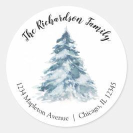 Weihnachtsbaum-Rücksendeadresse Runder Aufkleber