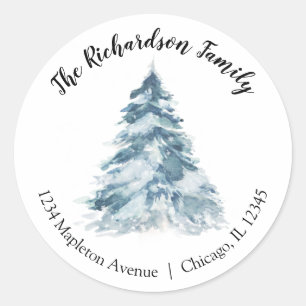 Weihnachtsbaum-Rücksendeadresse Runder Aufkleber