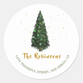 Weihnachtsbaum-Rücksendeadresse Runder Aufkleber