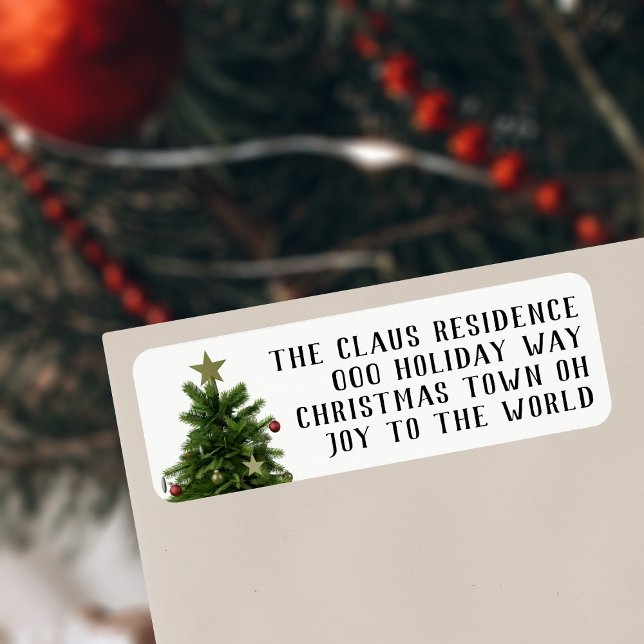 Weihnachtsbaum-Rücksendeadressen-Aufkleber (Add your address to these festive Christmas tree labels)