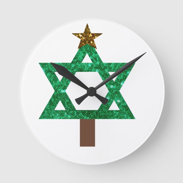 Weihnachtsbaum Runde Wanduhr (Vorderseite)