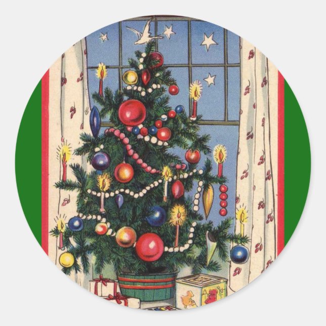 Weihnachtsbaum Runder Aufkleber (Vorderseite)