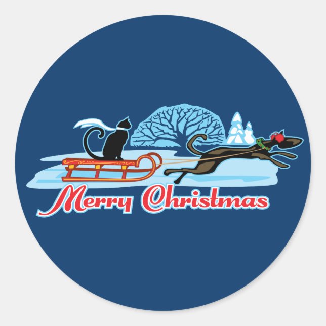Weihnachtsbaum Runder Aufkleber (Vorderseite)