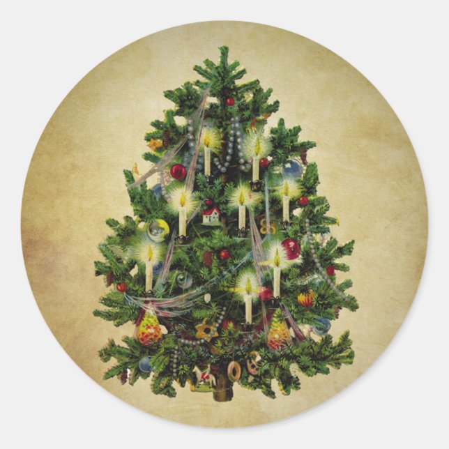 Weihnachtsbaum Runder Aufkleber (Vorderseite)