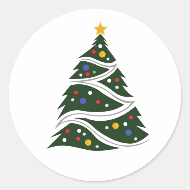 Weihnachtsbaum Runder Aufkleber (Vorderseite)
