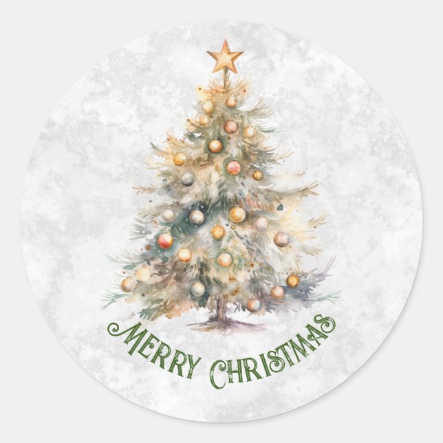 Weihnachtsbaum Runder Aufkleber (Vorderseite)
