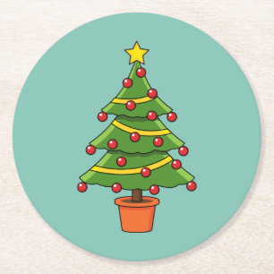 Weihnachtsbaum Runder Pappuntersetzer
