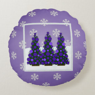 Weihnachtsbaum-rundes Kissen Snowy lila