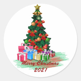 Weihnachtsbaum-Rundsticker Runder Aufkleber
