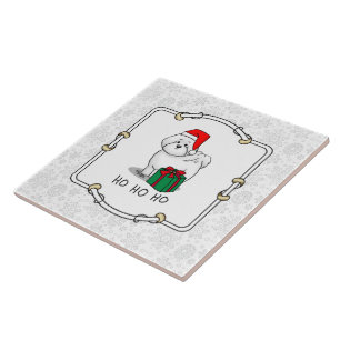 Weihnachtsbaum Santa Bichon Frise Hund Niedlich Fliese