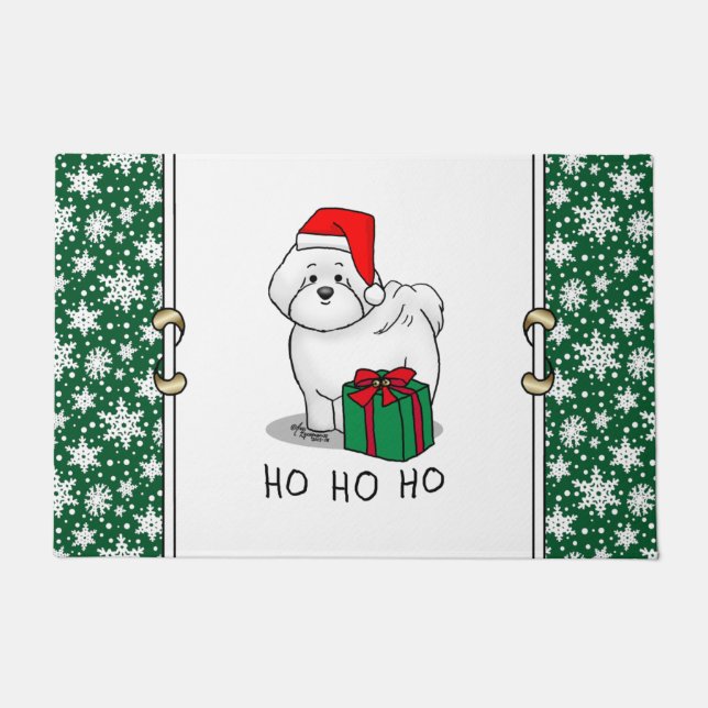 Weihnachtsbaum Santa Bichon Frise Hund Niedlich Fußmatte (Vorderseite)