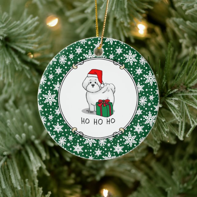 Weihnachtsbaum Santa Bichon Frise Hund Niedlich Keramik Ornament (Baum)