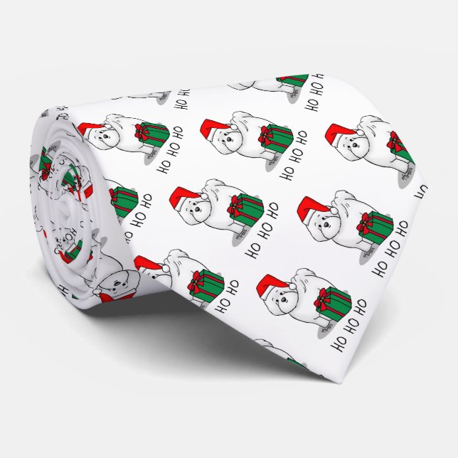 Weihnachtsbaum Santa Bichon Frise Hund Niedlich Krawatte (Gerollt)