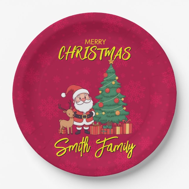 Weihnachtsbaum Santa Clause Pappteller (Vorderseite)