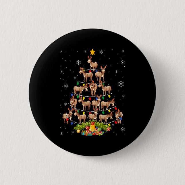 Weihnachtsbaum Santa Hut Lichter Xmas  Button (Vorderseite)