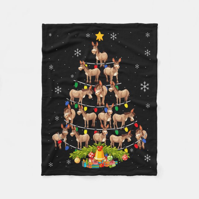 Weihnachtsbaum Santa Hut Lichter Xmas  Fleecedecke (Vorderseite)