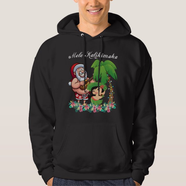 Weihnachtsbaum Santa Mele Kalikimaka Hawaii Palme  Hoodie (Vorderseite)