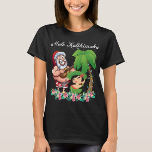 Weihnachtsbaum Santa Mele Kalikimaka Hawaii Palme T-Shirt