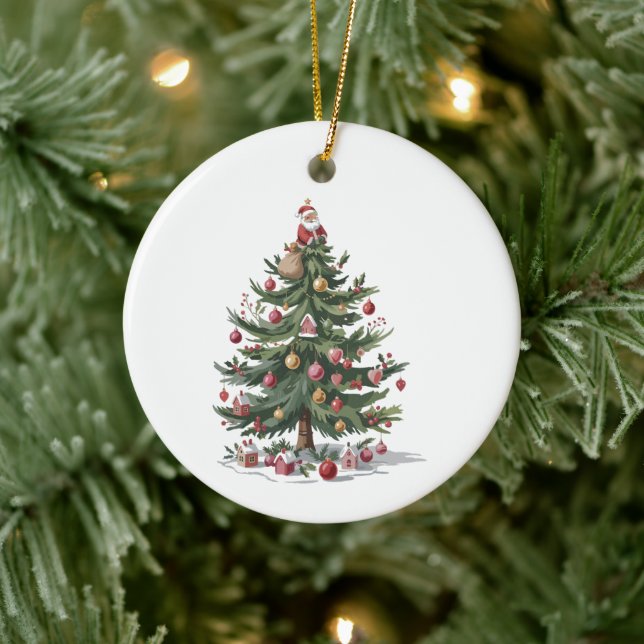 Weihnachtsbaum Santa Merry Weihnachten Keramik Ornament (Baum)