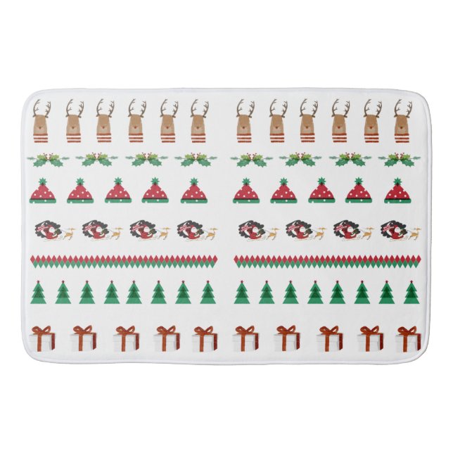 Weihnachtsbaum Santa Reindeer präsentiert Red Gree Badematte (Vorderseite)