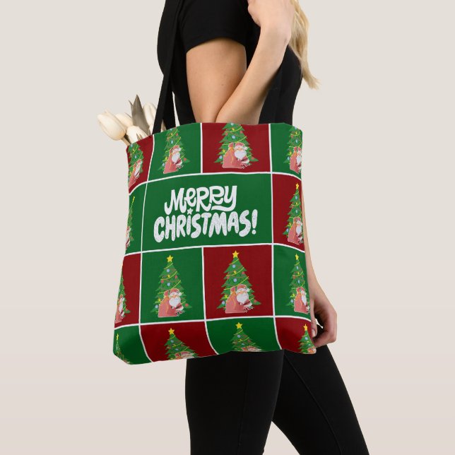 Weihnachtsbaum | Santa | Rot grün Tasche (Von Nahem)