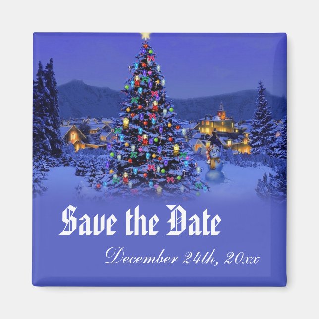 Weihnachtsbaum Save the Date Hochzeit Magnet (Vorne)
