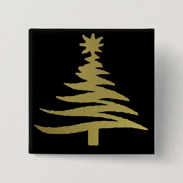 Weihnachtsbaum Schablone Gold Button (Vorderseite)