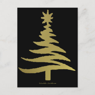 Weihnachtsbaum Schablone Gold Feiertagspostkarte