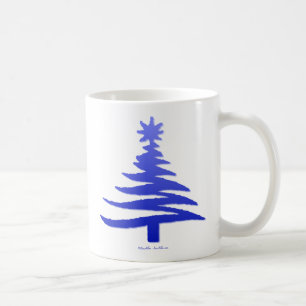 Weihnachtsbaum Schablone Kobaltblau Kaffeetasse