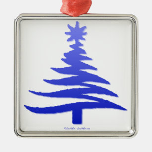 Weihnachtsbaum Schablone Kobaltblau Silbernes Ornament