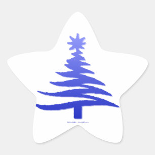Weihnachtsbaum Schablone Kobaltblau Stern-Aufkleber