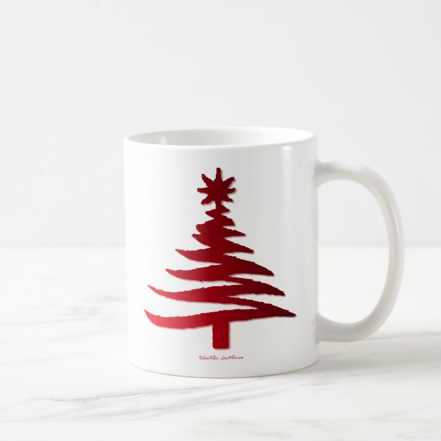 Weihnachtsbaum Schablone Rot Kaffeetasse (Rechts)