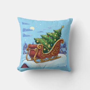 "Weihnachtsbaum-Schlitten Winter-Schnee-Szene Urla Kissen